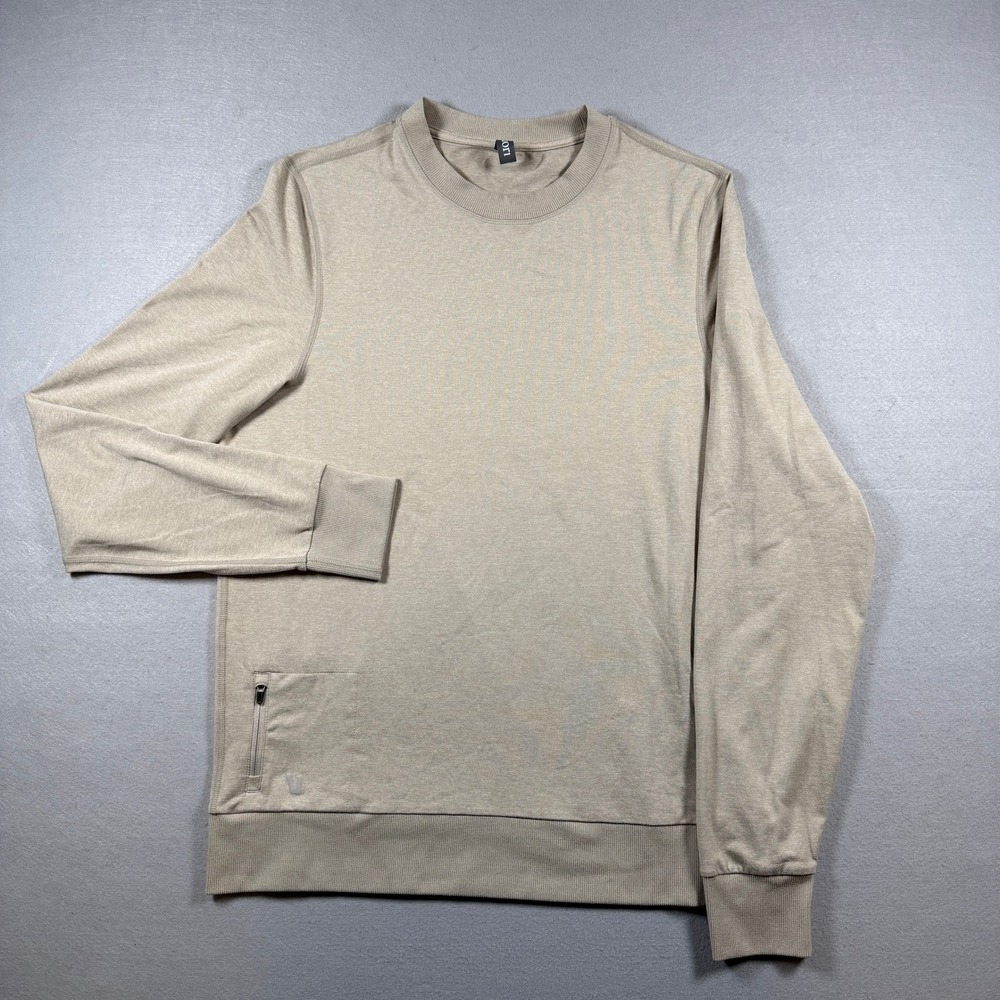Vuori Ponto Performance Crew Shirt Men's M Tan Long Sleeve Pullover Pocket V224